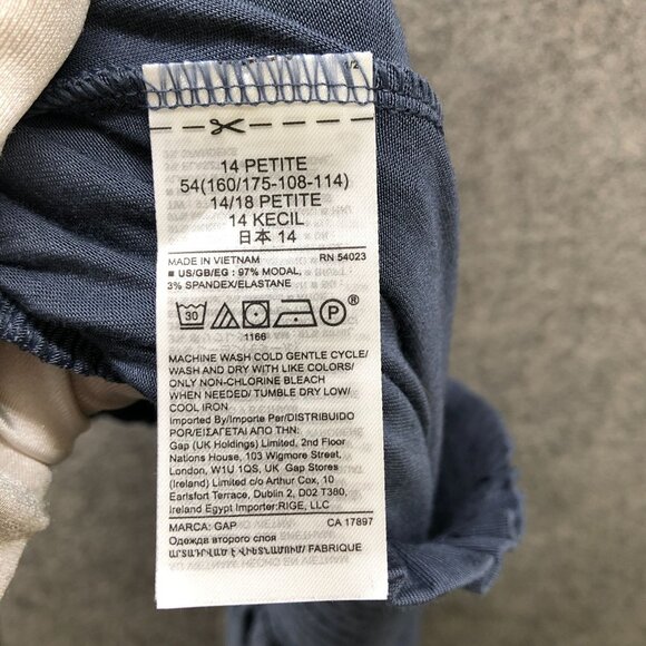 Gap Strapless Smocked Mini Dress Womens 14P Blue A-Line Pull On Modal Blend - Picture 8 of 8